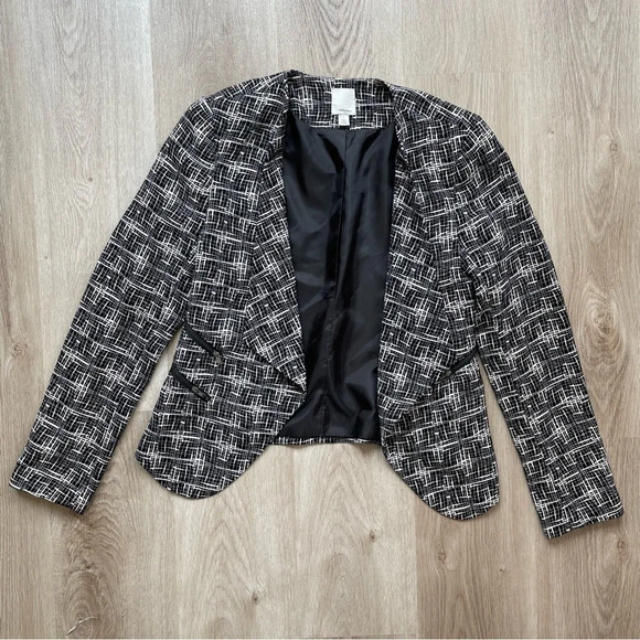 Halogen (Nordstrom) Black and White Open Front Blazer, Women’s Small - Picture 3 of 8